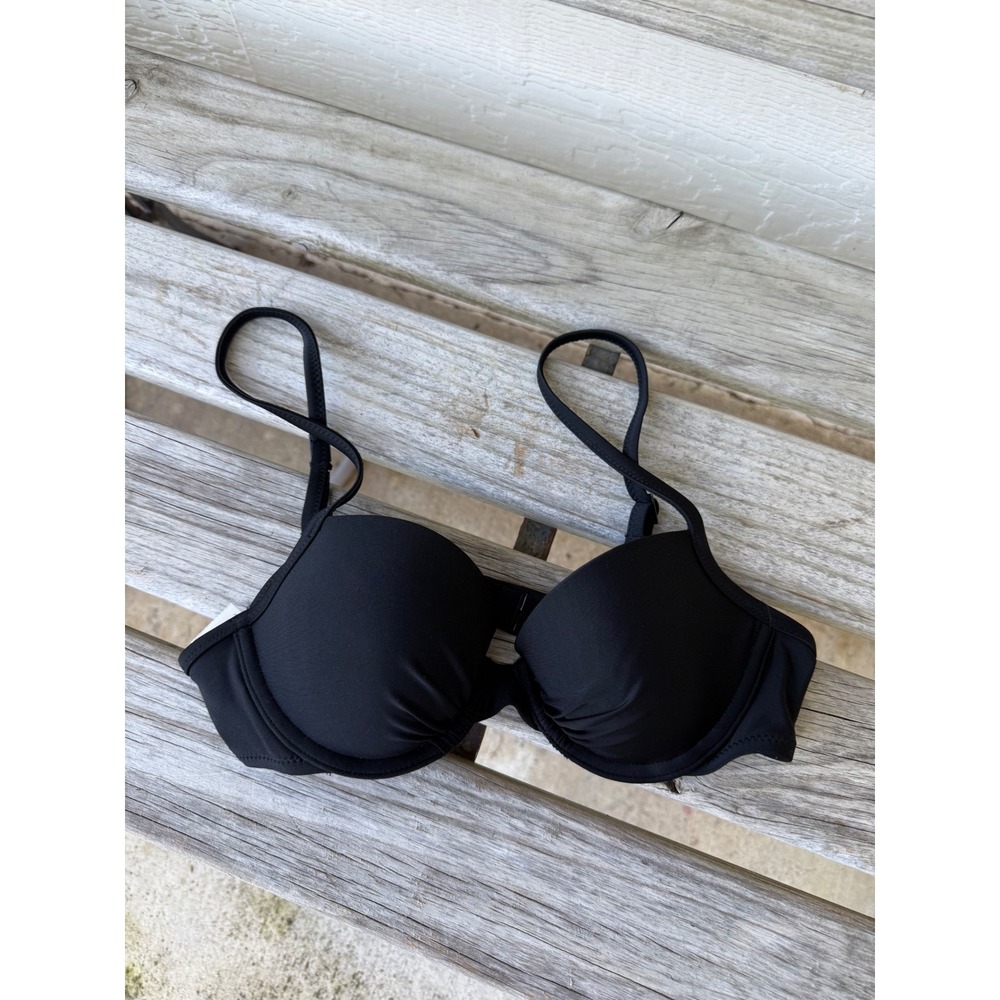 Aerie Black Lightly Lined Underwire Bikini Top Size 34A NWT 1533-073